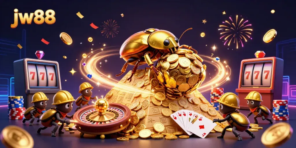 Experience thrilling gameplay at jw88 with golden coins and vibrant casino elements.