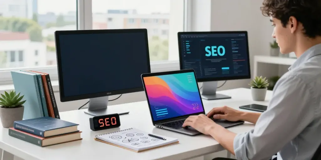 Optimized SEO workspace showcasing instant indexing strategies with analytical tools.