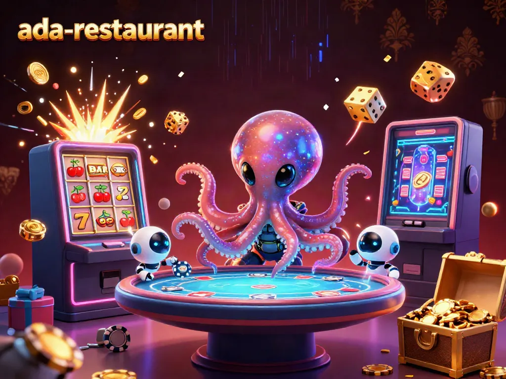 Engage with thrilling games at the ada-restaurant casino featuring vibrant 3D casino elements and characters.