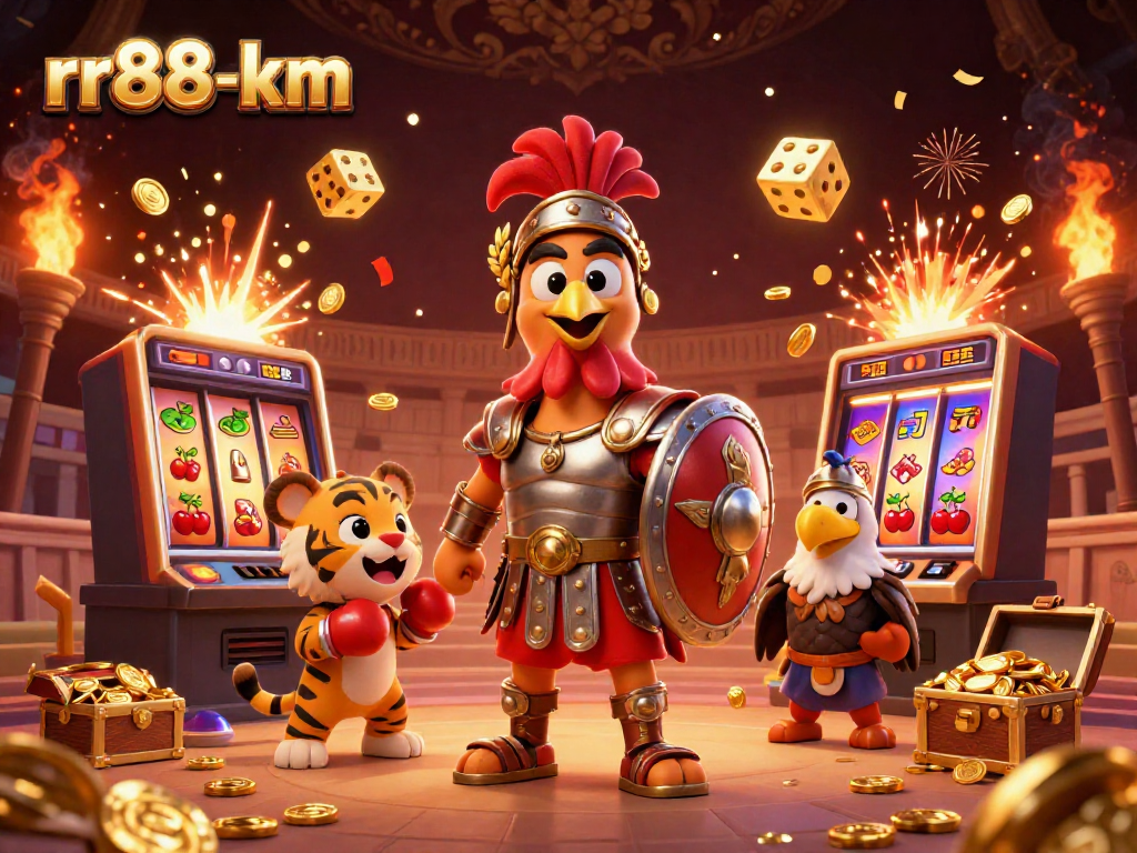 Engage thrilling slots and promotions at rr88-km with vibrant gambling action illustrated art.