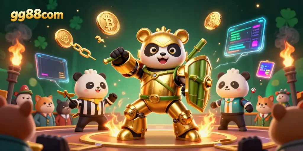 Experience dynamic gambling action with gg88com's vibrant 3D casino illustration full of excitement.