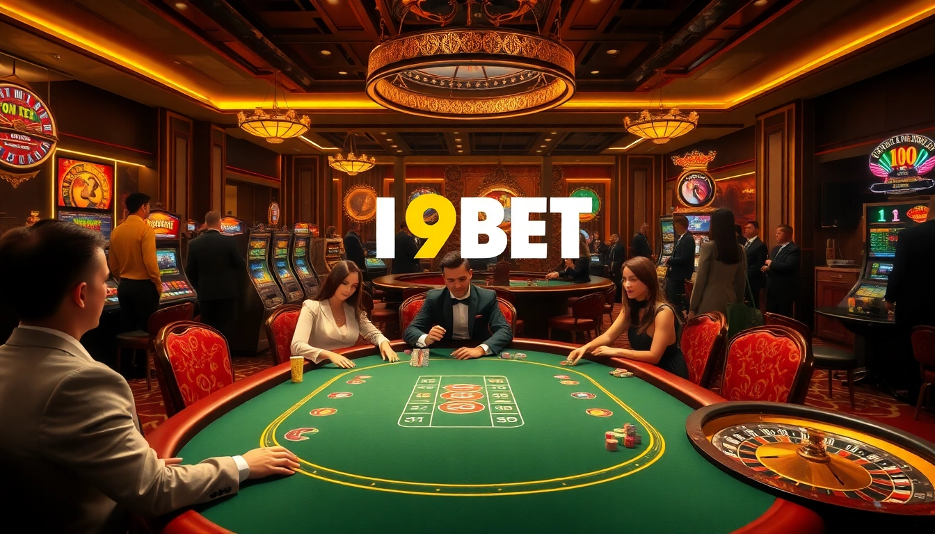 Experience the thrilling atmosphere of the I9BET casino, featuring poker, slots, and roulette.