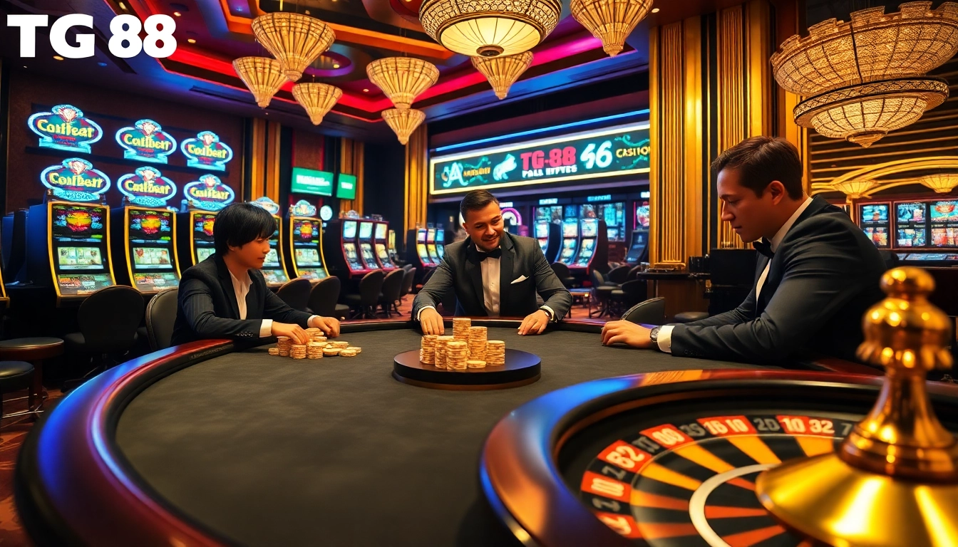 Experience the excitement of TG88 with professional gamblers at a high-stakes poker table.
