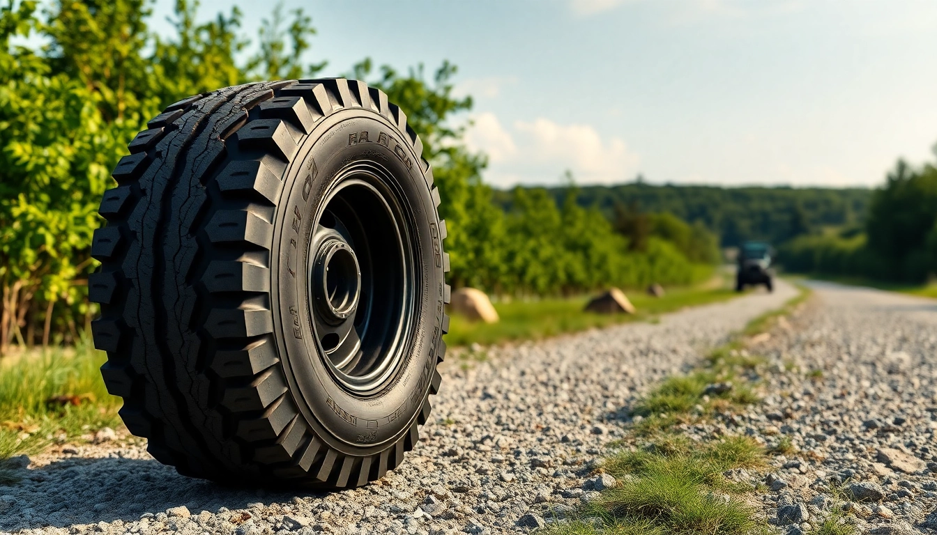 RR99 all-position truck tire showcased on a gravel road, emphasizing durability and versatility for mixed service.