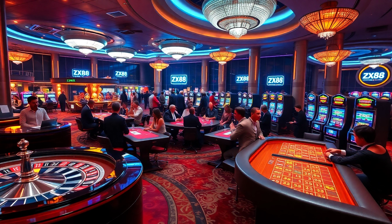 Experience thrilling gameplay at ZX88 with vibrant casino tables and exciting gambling action.