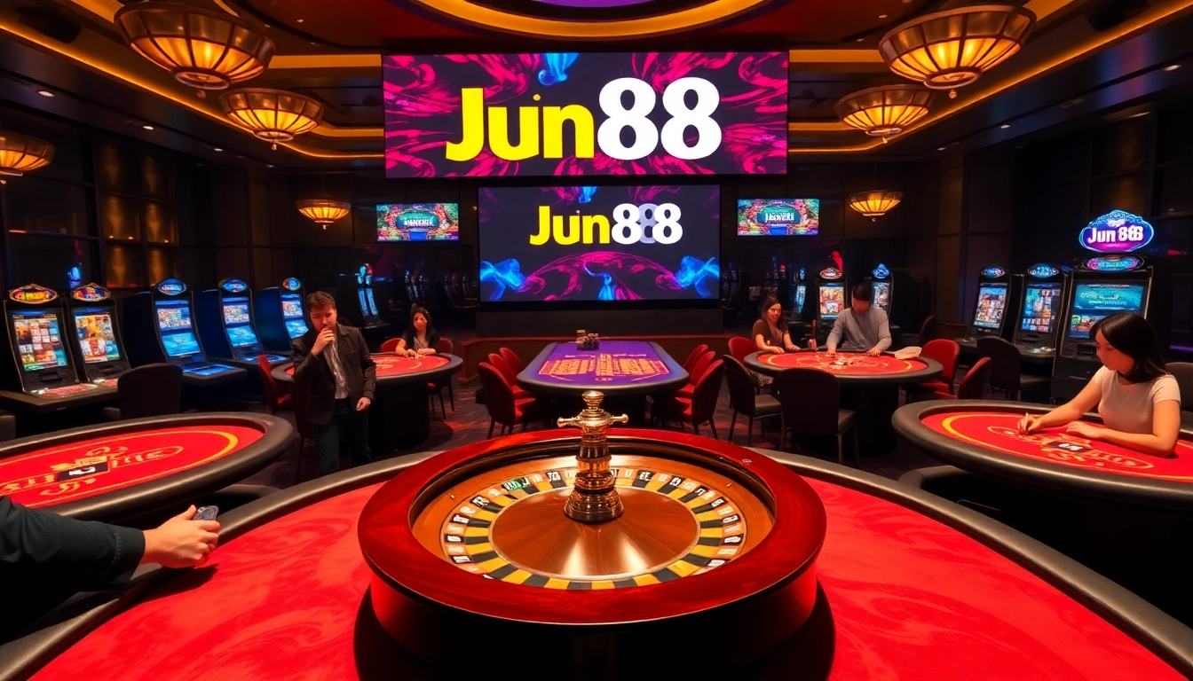 Experience thrilling casino gaming at Jun88 with lively roulette and poker action.