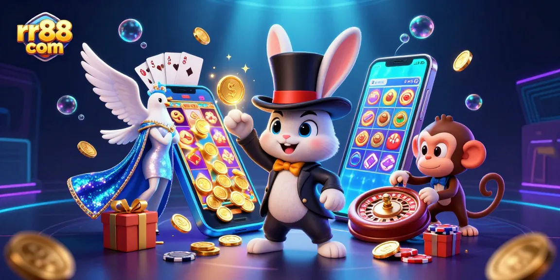 Experience thrilling wins at rr88 com with vibrant casino characters and slot games.