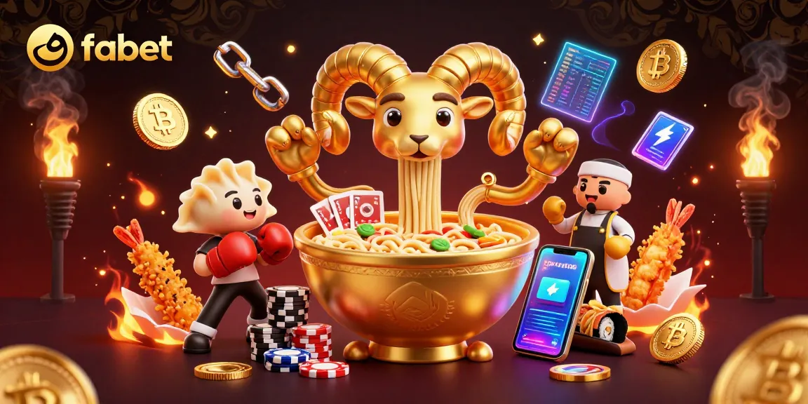 Experience fabet with a lively 3D illustration featuring vibrant casino characters and crypto elements.