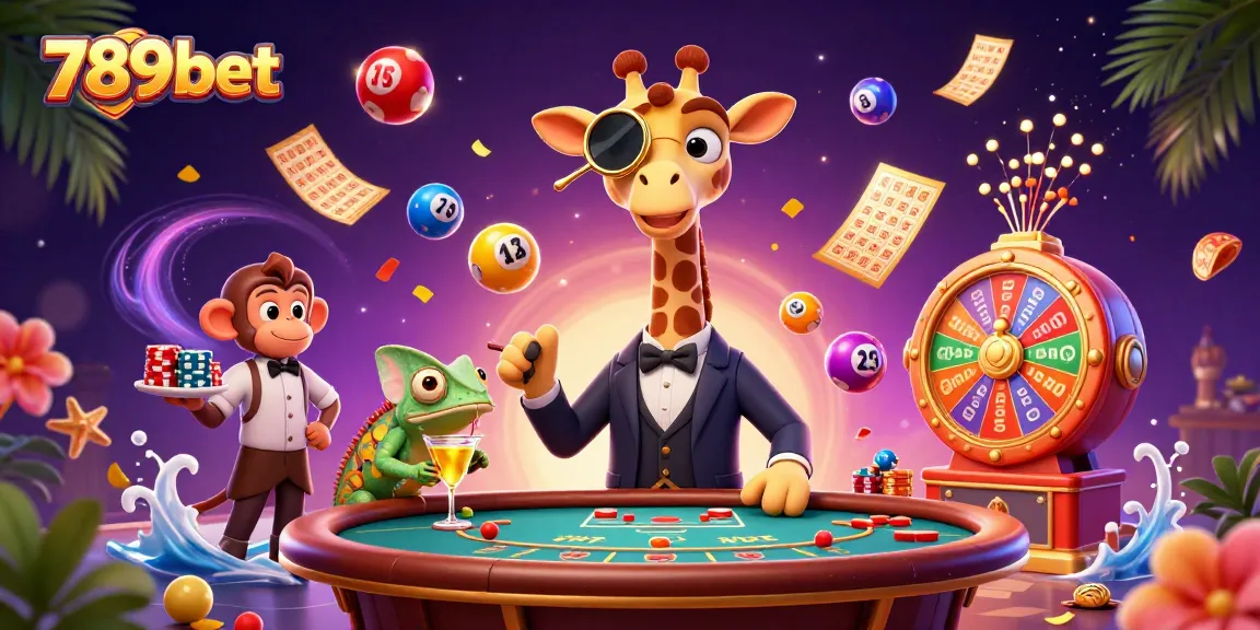 Experience the excitement of 789bet with a vibrant casino scene featuring playful characters and dynamic game elements.