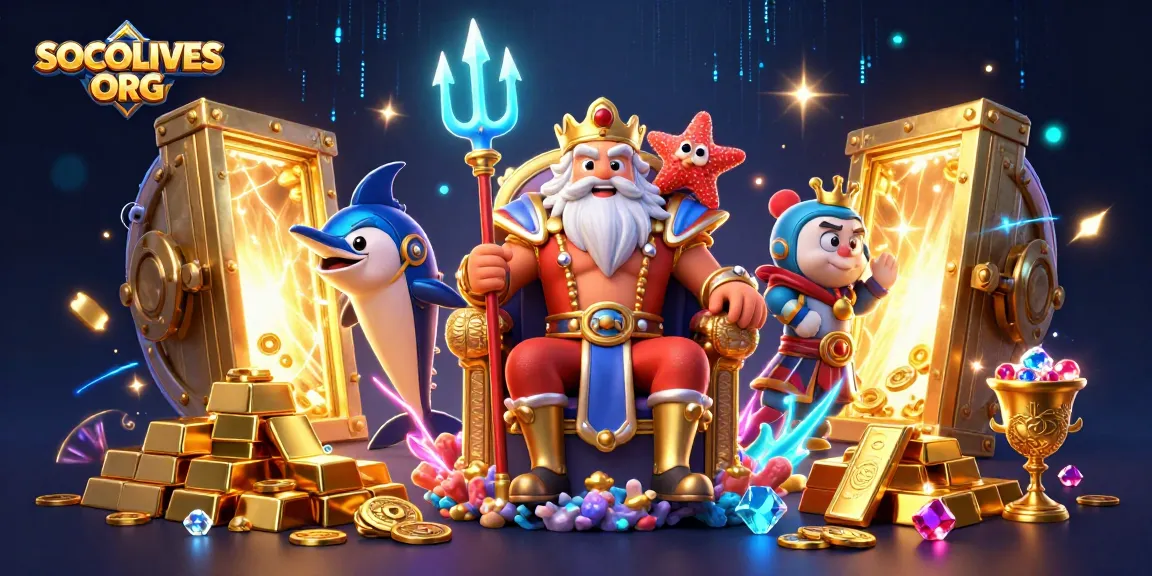SOCOLIVES ORG captures the excitement of online gambling with 3D sea king Neptune amidst treasures.