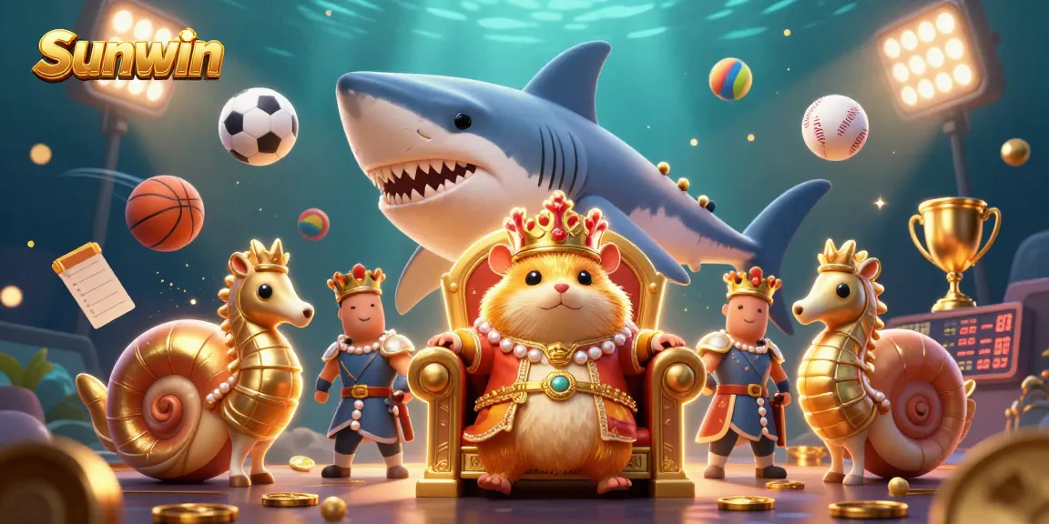 Experience exciting gameplay with Sunwin's casino games, showcasing a golden hamster king and thrilling elements.