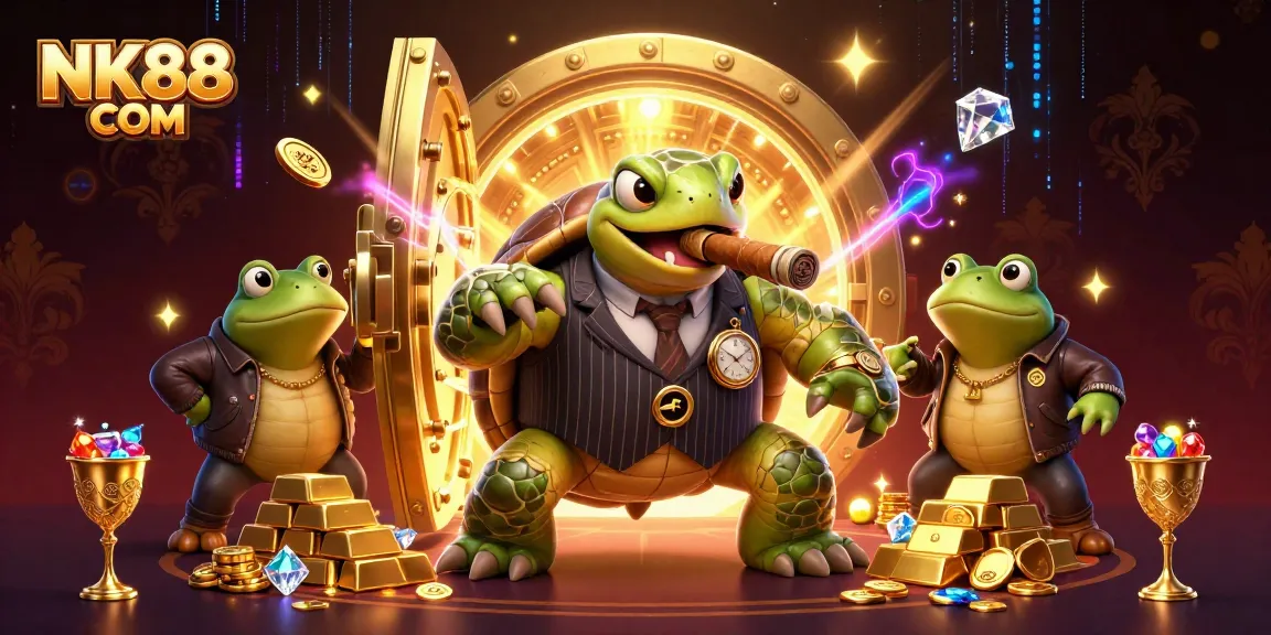 Experience the excitement of NK88 COM with this vibrant 3D casino scene full of engaging characters and dazzling treasures.