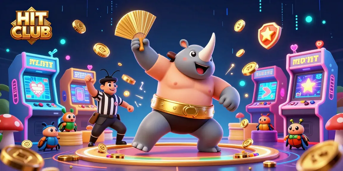 Experience vibrant gameplay at HIT CLUB with a fun cartoon beetle theme and lively casino elements.