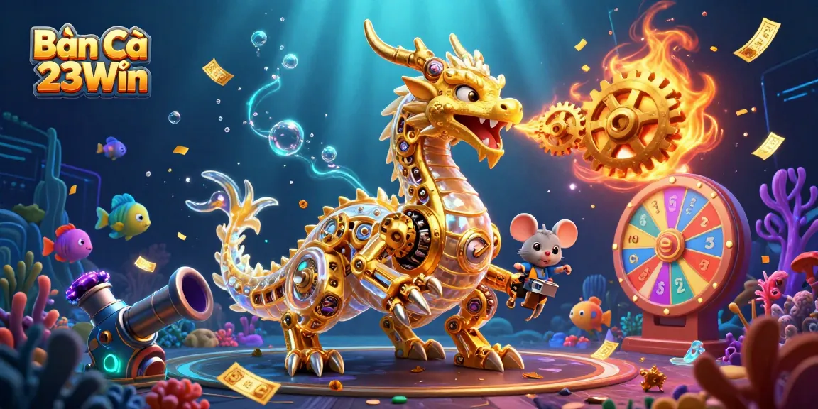 Bắn Cá 23Win showcases an engaging underwater scene of sea creatures and exciting gameplay elements, perfect for gaming enthusiasts.