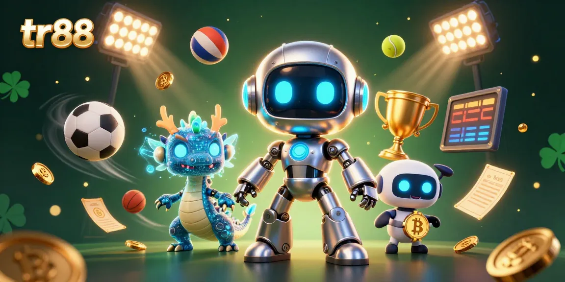 Experience the thrills of TR88 with sports betting excitement featuring a fun robot, dragon, and drone!