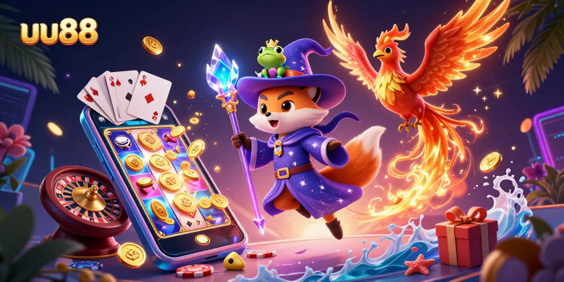 uu88 casino adventure featuring mystical characters in a vibrant 3D illustration